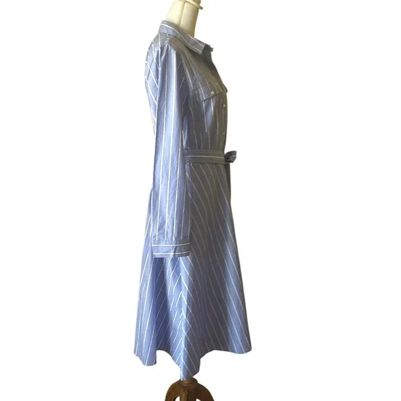Talbots Striped Cotton Poplin Shirt Dress NWT, 14, preppy, classic, polished - Picture 2 of 7